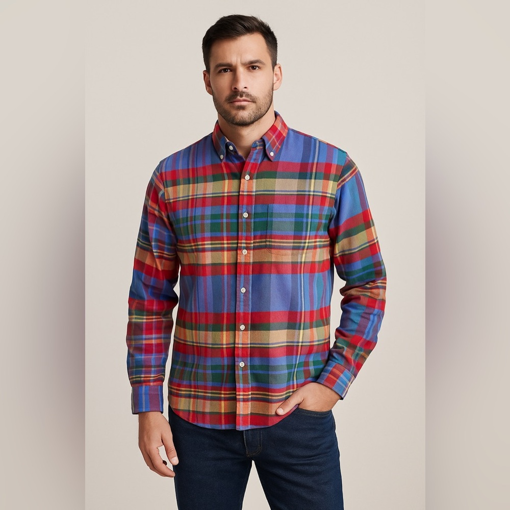 J.Crew x Portuguese Flannel Multicolor Plaid Button-Down Shirt XL